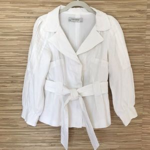 ZARA White Linen Belted Jacket